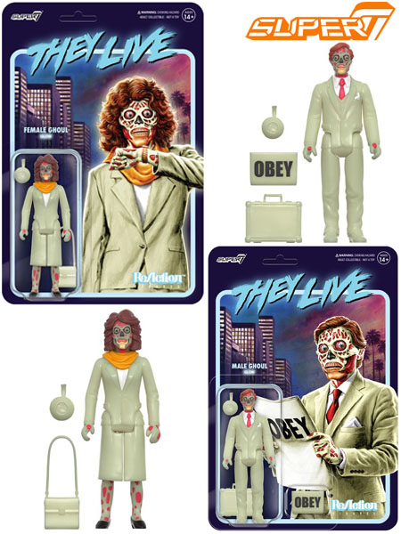 Super 7 They Live Male and Female Ghoul ReAction Glow Set